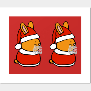 Cute Santa Bunny Rabbit Pair Posters and Art